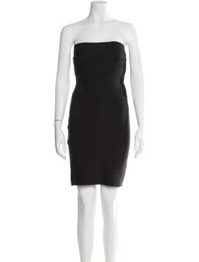 Pre-owned Herve Leger Strapless Mini Dress In Black