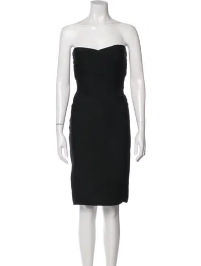 Pre-owned Herve Leger Strapless Mini Dress In Black