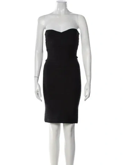 Pre-owned Herve Leger Strapless Mini Dress In Black