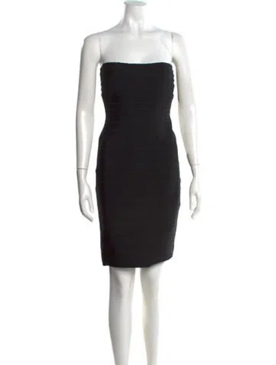 Pre-owned Herve Leger Strapless Mini Dress In Black