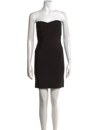 Pre-owned Herve Leger Strapless Mini Dress In Black