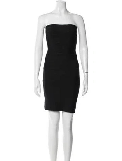 Pre-owned Herve Leger Strapless Mini Dress In Black
