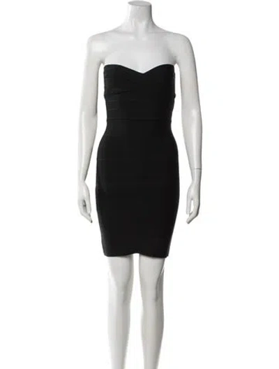Pre-owned Herve Leger Strapless Mini Dress In Black