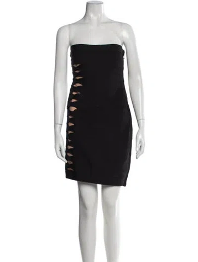 Pre-owned Herve Leger Strapless Mini Dress In Black