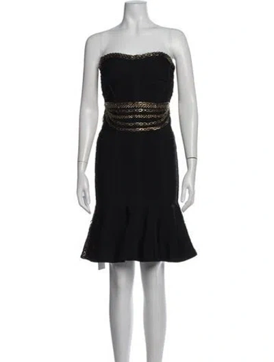 Pre-owned Herve Leger Strapless Mini Dress In Black