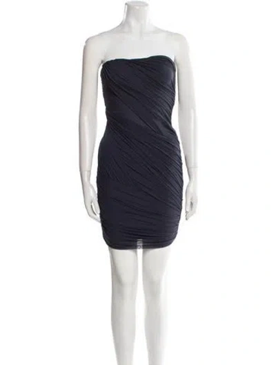 Pre-owned Herve Leger Strapless Mini Dress In Blue