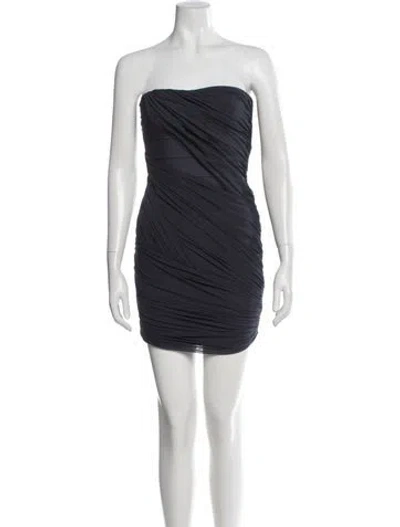 Pre-owned Herve Leger Strapless Mini Dress In Blue