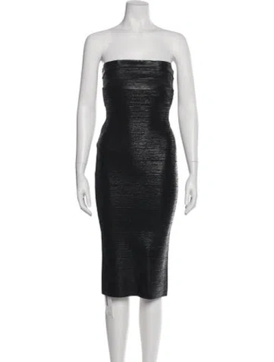 Pre-owned Herve Leger Strapless Mini Dress In Gray
