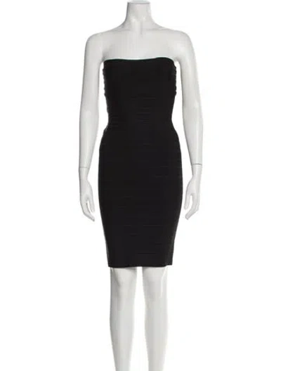 Pre-owned Herve Leger Strapless Mini Dress In Gray