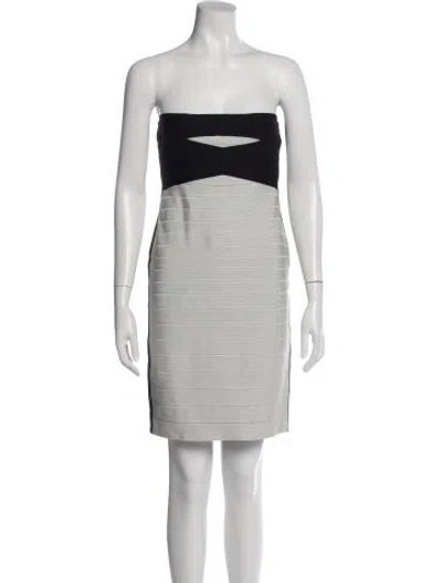 Pre-owned Herve Leger Strapless Mini Dress In Gray