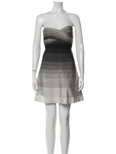 Pre-owned Herve Leger Strapless Mini Dress In Gray