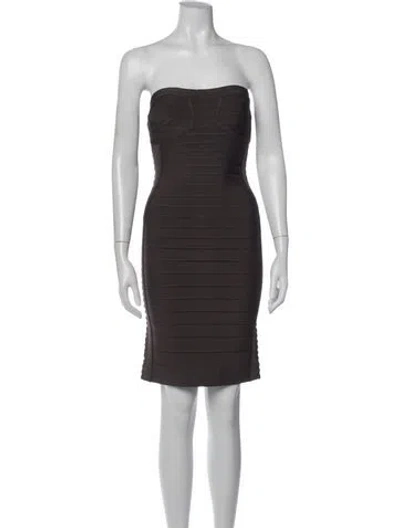 Pre-owned Herve Leger Strapless Mini Dress In Gray