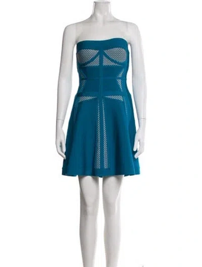 Pre-owned Herve Leger Strapless Mini Dress In Green