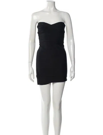 Pre-owned Herve Leger Strapless Mini Dress In Green