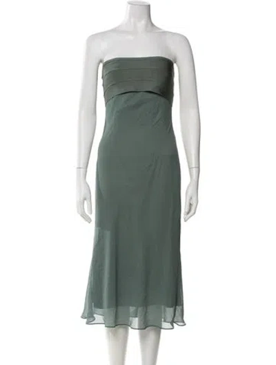 Pre-owned Herve Leger Strapless Mini Dress In Green