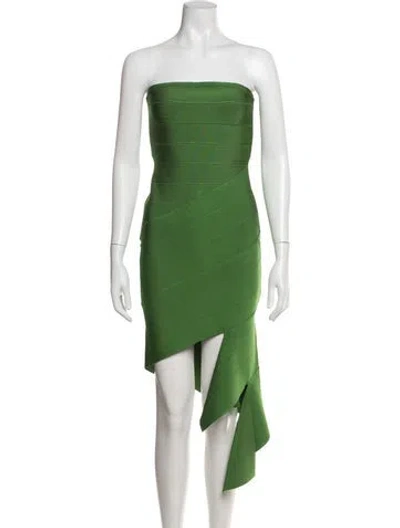 Pre-owned Herve Leger Strapless Mini Dress In Green