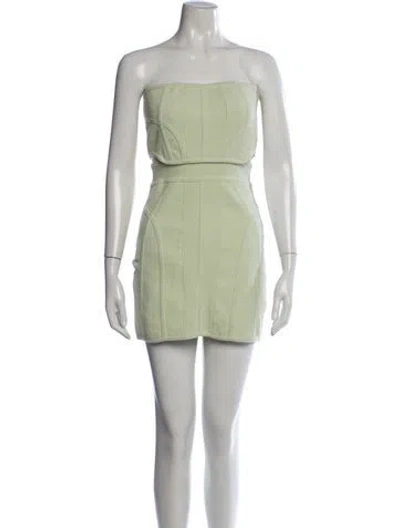 Pre-owned Herve Leger Strapless Mini Dress In Green