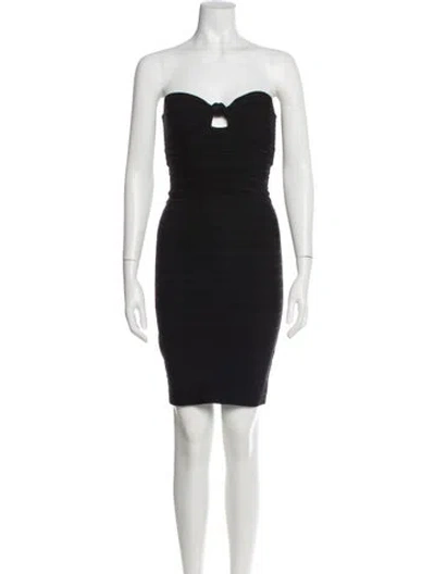 Pre-owned Herve Leger Strapless Mini Dress In Grey