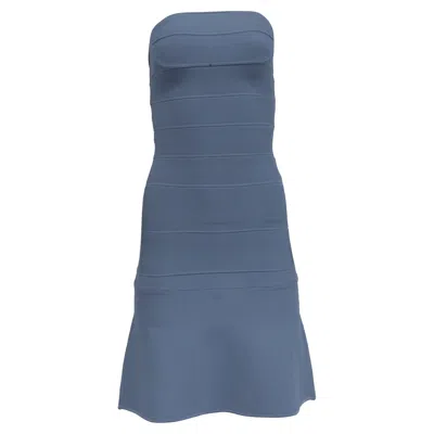 Herve Leger Strapless Mini Dress In Light Blue Rayon