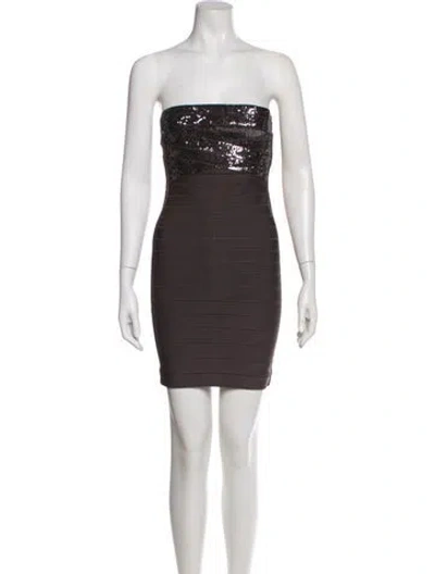 Pre-owned Herve Leger Strapless Mini Dress In Multi