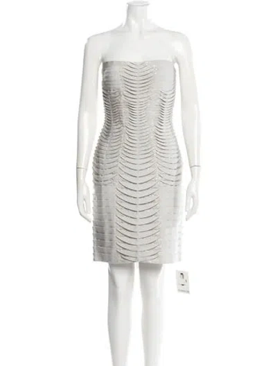 Pre-owned Herve Leger Strapless Mini Dress In Neutral