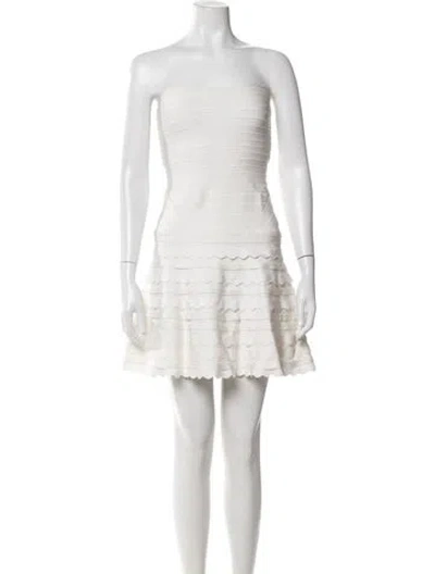 Pre-owned Herve Leger Strapless Mini Dress In Neutral