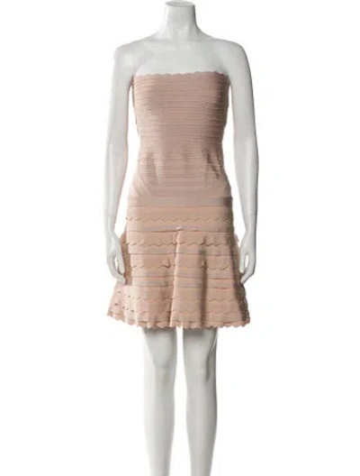Pre-owned Herve Leger Strapless Mini Dress In Pink