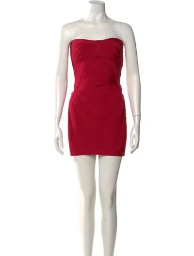 Pre-owned Herve Leger Strapless Mini Dress In Pink