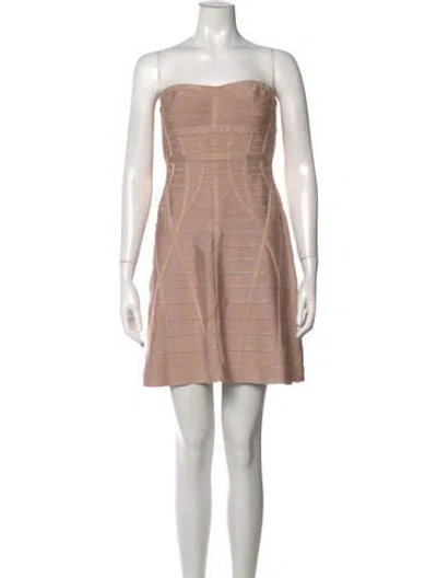 Pre-owned Herve Leger Strapless Mini Dress In Pink