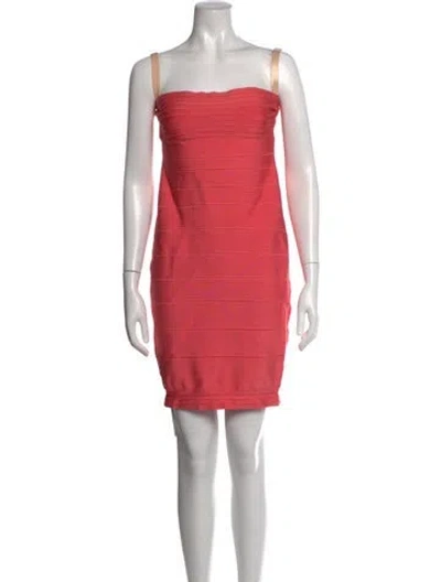 Pre-owned Herve Leger Strapless Mini Dress In Pink