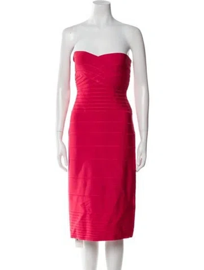 Pre-owned Herve Leger Strapless Mini Dress In Red