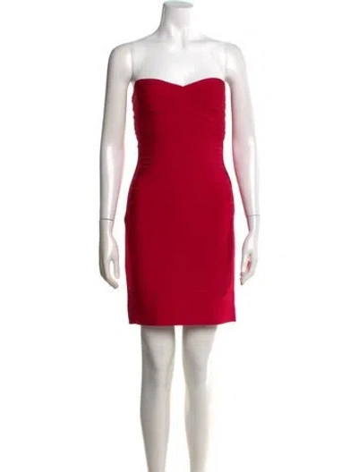 Pre-owned Herve Leger Strapless Mini Dress In Red