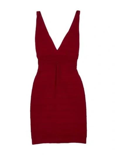 Pre-owned Herve Leger Strapless Mini Dress In Red