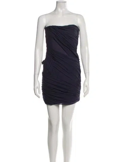 Pre-owned Herve Leger Strapless Mini Dress W/ Tags In Blue
