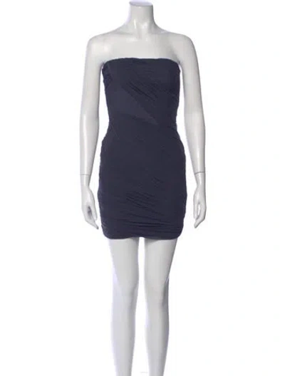 Pre-owned Herve Leger Strapless Mini Dress W/ Tags In Blue