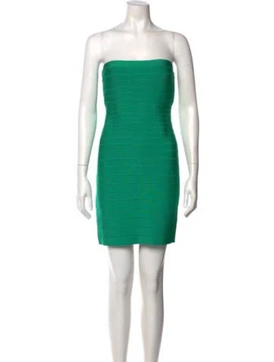 Pre-owned Herve Leger Strapless Mini Dress W/ Tags In Green