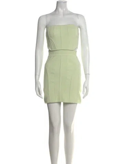 Pre-owned Herve Leger Strapless Mini Dress W/ Tags In Green