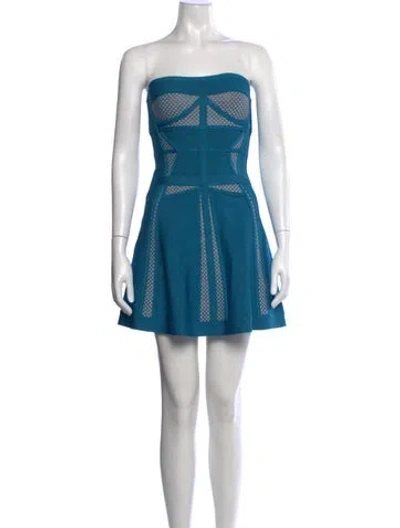 Pre-owned Herve Leger Strapless Mini Dress W/ Tags In Green