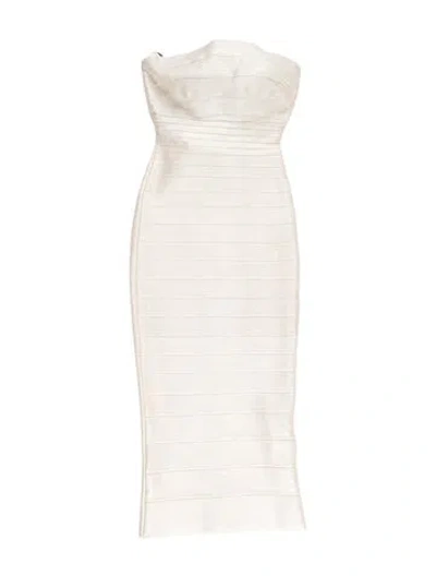 Pre-owned Herve Leger Strapless Mini Dress In White