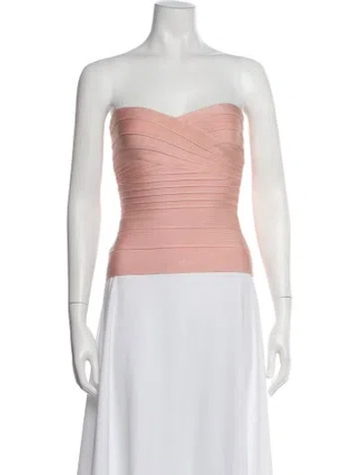 Pre-owned Herve Leger Strapless Top In Pink