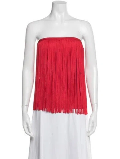 Pre-owned Herve Leger Strapless Top In Red