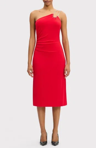 Herve Leger Strappy Jersey Midi Dress In Red