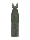 Herve Leger Strappy Tiered Fringe Gown