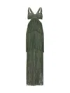 Herve Leger Strappy Tiered Fringe Gown