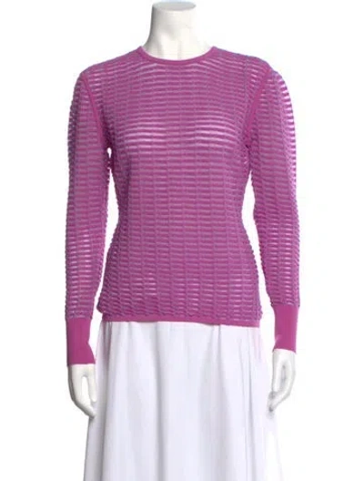 Pre-owned Herve Leger Striped Crew Neck Top W/ Tags In Pink