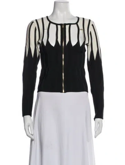 Pre-owned Herve Leger Striped Evening Jacket In Gray