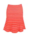 Herve Leger Striped Flared Skirt In Orange Rayon In Orange