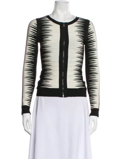 Pre-owned Herve Leger Striped Jacket In Black