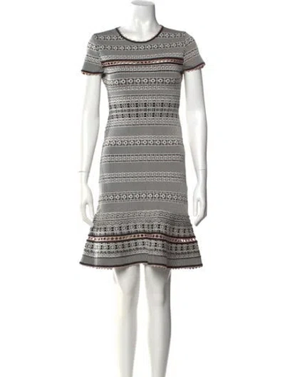 Pre-owned Herve Leger Striped Knee-length Dress In Black