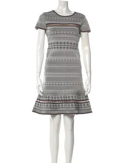 Pre-owned Herve Leger Striped Knee-length Dress In Black